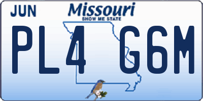MO license plate PL4G6M
