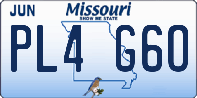 MO license plate PL4G6O