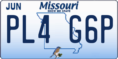 MO license plate PL4G6P