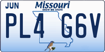 MO license plate PL4G6V