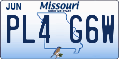 MO license plate PL4G6W