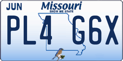 MO license plate PL4G6X