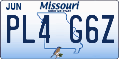 MO license plate PL4G6Z