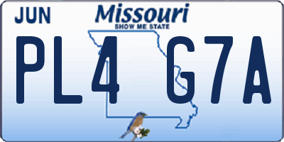 MO license plate PL4G7A