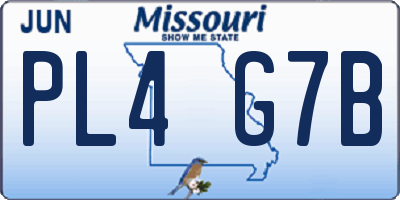 MO license plate PL4G7B