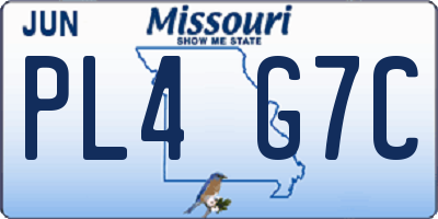 MO license plate PL4G7C