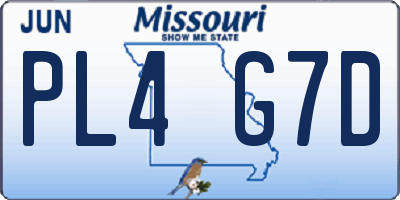MO license plate PL4G7D