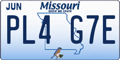 MO license plate PL4G7E