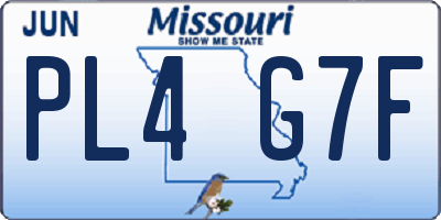 MO license plate PL4G7F