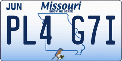 MO license plate PL4G7I