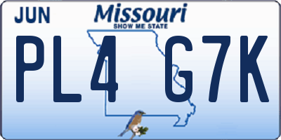 MO license plate PL4G7K