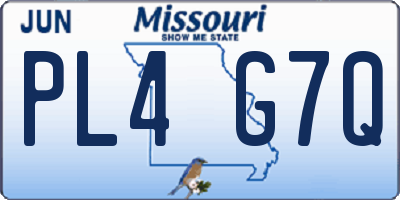 MO license plate PL4G7Q