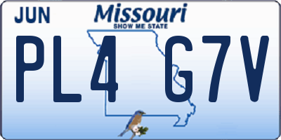 MO license plate PL4G7V