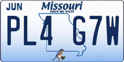 MO license plate PL4G7W