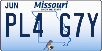 MO license plate PL4G7Y