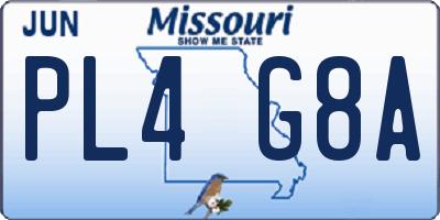 MO license plate PL4G8A