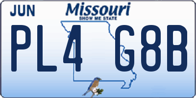 MO license plate PL4G8B