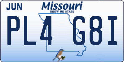 MO license plate PL4G8I