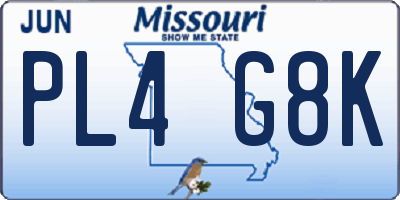 MO license plate PL4G8K
