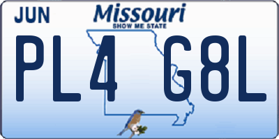 MO license plate PL4G8L