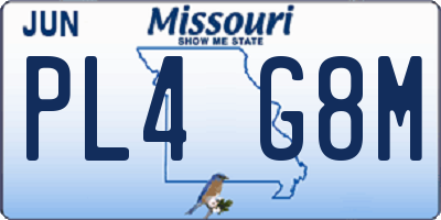 MO license plate PL4G8M