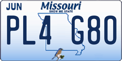 MO license plate PL4G8O