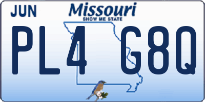 MO license plate PL4G8Q