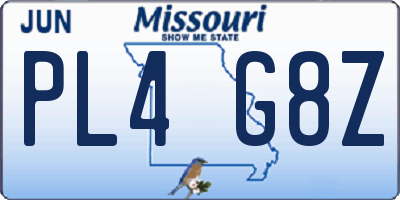 MO license plate PL4G8Z
