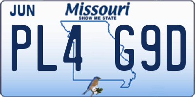 MO license plate PL4G9D