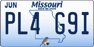 MO license plate PL4G9I