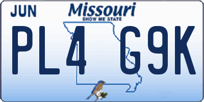 MO license plate PL4G9K