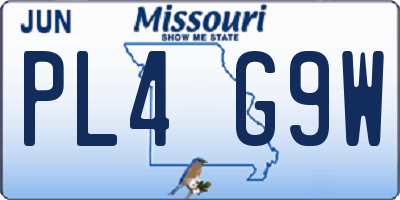 MO license plate PL4G9W