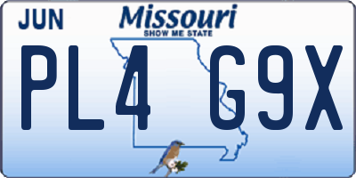 MO license plate PL4G9X