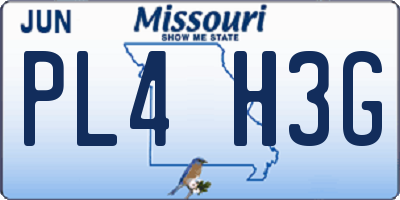 MO license plate PL4H3G