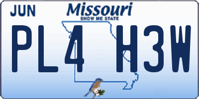 MO license plate PL4H3W