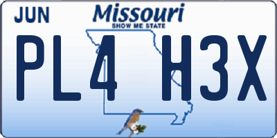 MO license plate PL4H3X