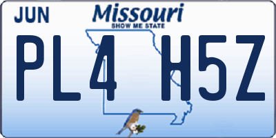 MO license plate PL4H5Z