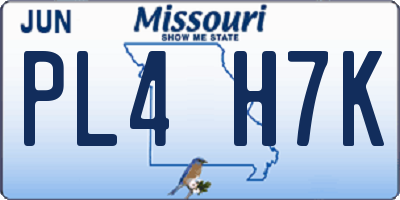 MO license plate PL4H7K