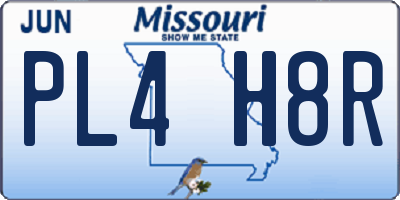 MO license plate PL4H8R