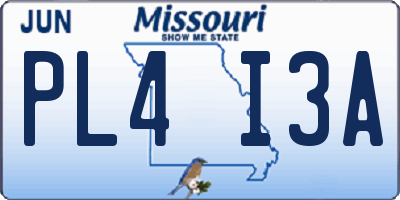 MO license plate PL4I3A