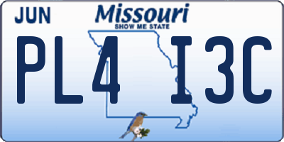 MO license plate PL4I3C