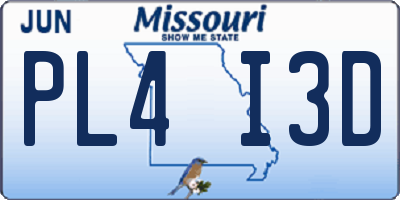 MO license plate PL4I3D