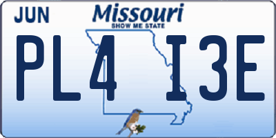 MO license plate PL4I3E