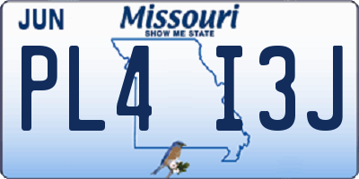 MO license plate PL4I3J