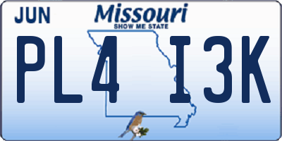MO license plate PL4I3K