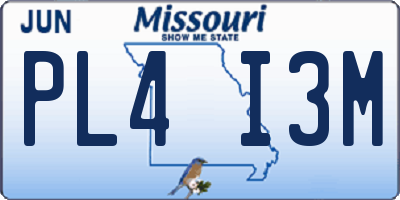 MO license plate PL4I3M