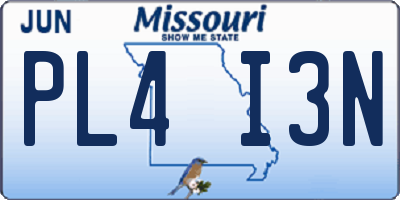 MO license plate PL4I3N