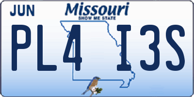 MO license plate PL4I3S