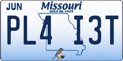 MO license plate PL4I3T