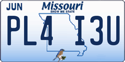 MO license plate PL4I3U